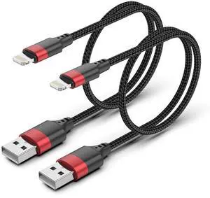 1.5ft Lightning Cable, [MFi Certified] Braided 2 Pack Short iPhone Charger Cord for Car, 18 inch USB to Lightning Cable for iPhone 14 13 12 11 Pro Max XR XS 8 SE iPod