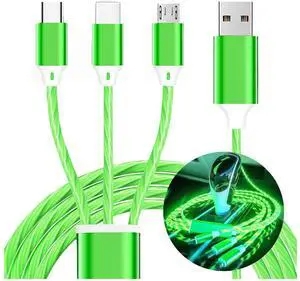 3 in 1 Light up Charging Cable,Multi LED Charging Cable,Light Up Charger Cord,3A USB Cable,Compatible with Most Smart Phones