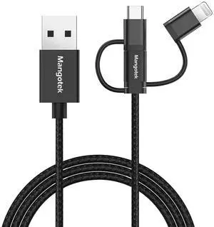 Mangotek 3-in-1 Charging Cable, [Apple MFi Certified] Charger Adapter with USB A to Lightning/Type C/Micro USB Port Connectors for iPhone, iPad, Huawei, HTC, LG, Samsung Galaxy, Sony