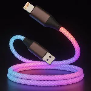 Light up iPhone Charger Cord, Color Changing LED Lightning Cables | Apple MFi Certified | USB Fast Charging Cord for Apple iPhone 13 12 11 Pro Max XR XS X/iPad iPod Touch More (Multicolored, 3FT)