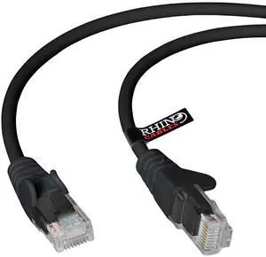 rhinocables CAT 6 High-Speed Gigabit Ethernet Cable - Patch Network Lead for LAN| Snagless UTP with LSZH Jacket | RJ45 Connector - Internet, Router, Modem, Smart TV, PC & More (80ft, Black)
