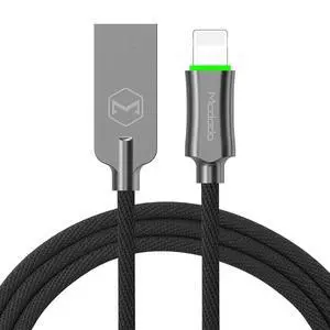 mcdodo Smart LED 4FT/1.2M Auto Disconnect Nylon Braided Sync Charge USB Data Cable Compatible Phone 14/13 Pro Max/12/11/XS Max/XS/8/7/7, 6/6, 6s/6s Plus, 5s/5c/5, Pad Pro/Air 2,Pad mini 4,Pod