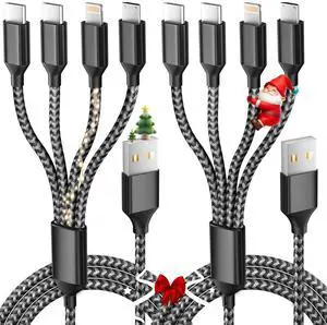 Multi Charging Cable 2Pack 5Ft,Dual Type-C Multiple Charger Cable Nylon Braided 4 in 1 Multi USB Charging Cord with IP/Type C/Micro USB Ports for Cell Phones/iPhone/Tablets and More Multi Charging Cable 2Pack 5Ft,Dual Type-C Multiple Charger Cable Nylon Braided 4 in 1 Multi USB Charging Cord with IP/Type C/Micro USB Ports for Cell Phones/iPhone/Tablets and More