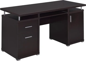Coaster Home Furnishings Tracy Modern Contemporary 55-Inch 2-Drawer Home Office Computer Writing Desk Study Table with File Cabinet Storage Engineered Wood Eco-Friendly Laminate Brown 800107 Coaster Home Furnishings Tracy Modern Contemporary 55-Inch 2-Drawer Home Office Computer Writing Desk Study Table with File Cabinet Storage Engineered Wood Eco-Friendly Laminate Brown 800107