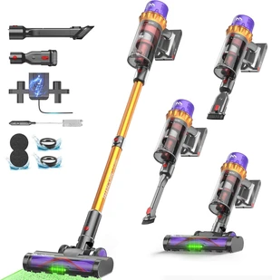 AlloyMove Cordless Vacuum Cleaner, 550W 50KPA 80Mins Self-Standing Cordless Vacuum for Home, With Wall Mount Charging/LED Display/Anti-Tangle Brush Stick Vacuum for Carpet/Pet Hair/Hardwood Floor, A05 AlloyMove Cordless Vacuum Cleaner, 550W 50KPA 80Mins Self-Standing Cordless Vacuum for Home, With Wall Mount Charging/LED Display/Anti-Tangle Brush Stick Vacuum for Carpet/Pet Hair/Hardwood Floor, A05