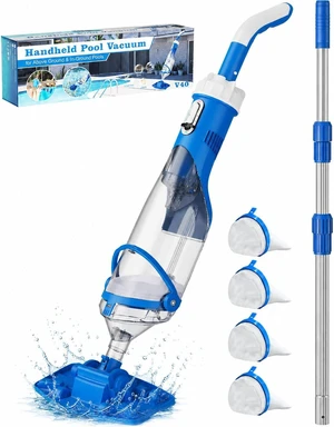 Cordless Pool Vacuum with Telescopic Pole, 18.5 GPM Powerful Suction, 1.5H Supercharge Technology, Handheld Pool Vacuum Cleaner for Above Ground/Inground Pools, Hot Tubs, Blue Cordless Pool Vacuum with Telescopic Pole, 18.5 GPM Powerful Suction, 1.5H Supercharge Technology, Handheld Pool Vacuum Cleaner for Above Ground/Inground Pools, Hot Tubs, Blue