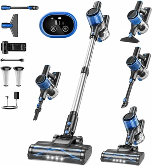 VOKENE Cordless Vacuum Cleaner, 8 in 1 Powerful Suction Lightweight Vacuum Cleaner for Home, LED Display, 3 Suction Modes, 45Mins Detachable Battery Vacuum for Hard Floor Carpet Pet Hair (Blue) VOKENE Cordless Vacuum Cleaner, 8 in 1 Powerful Suction Lightweight Vacuum Cleaner for Home, LED Display, 3 Suction Modes, 45Mins Detachable Battery Vacuum for Hard Floor Carpet Pet Hair (Blue)