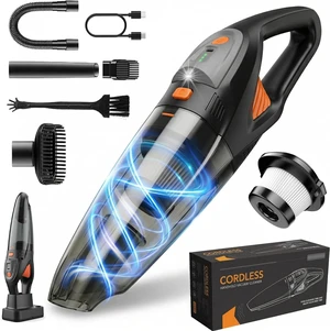 Handheld Vacuum Cordless, 25000Pa Powerful Suction Car Vacuum Portable Cordless with 8000mAh Battery & LED Light, Hand Held Vacuum Rechargeable with HEPA Filters, Home, Car Seats, Pet Hair Orange Handheld Vacuum Cordless, 25000Pa Powerful Suction Car Vacuum Portable Cordless with 8000mAh Battery & LED Light, Hand Held Vacuum Rechargeable with HEPA Filters, Home, Car Seats, Pet Hair Orange