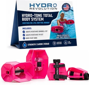 Aquastrength Hydro-Tone Total Body Pool Exercise System, Isokinetic Functional Water Weights, Bells 12" x 7.5", Fins 6.5" x 2.5", Quick Start Guide Included Aquastrength Hydro-Tone Total Body Pool Exercise System, Isokinetic Functional Water Weights, Bells 12" x 7.5", Fins 6.5" x 2.5", Quick Start Guide Included