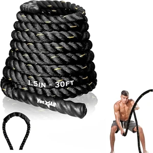 Yes4All 1.5/2 Inch Battle Ropes with Extra Protective Sleeve, Workout Ropes for Cross-Training Home Gym & Fitness Exercises, Strength Training - 30,40,50 Feet Lengths Available Yes4All 1.5/2 Inch Battle Ropes with Extra Protective Sleeve, Workout Ropes for Cross-Training Home Gym & Fitness Exercises, Strength Training - 30,40,50 Feet Lengths Available