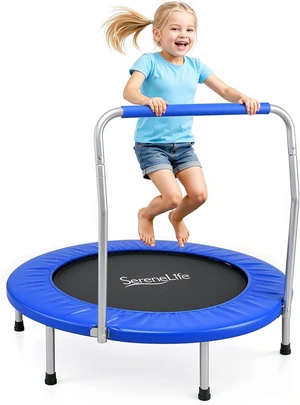 SereneLife 36 Foldable Mini Trampoline for Kids - Compact Fitness Rebounder with Foam Handle - Safe, Stable Exercise Trampoline with 330lbs Max Load for Indoor/Outdoor Active Play & Exercise SereneLife 36 Foldable Mini Trampoline for Kids - Compact Fitness Rebounder with Foam Handle - Safe, Stable Exercise Trampoline with 330lbs Max Load for Indoor/Outdoor Active Play & Exercise