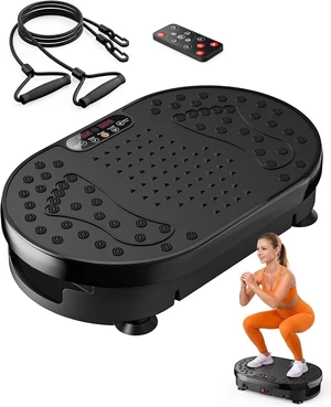 HTM Vibration Plate Exercise Machine, 9 Modes & 120 Speeds, Body Shake Plate with Resistance Bands Slot & Remote Control, Shake Board for Weight Loss Fat Burner Home Fitness Workout HTM Vibration Plate Exercise Machine, 9 Modes & 120 Speeds, Body Shake Plate with Resistance Bands Slot & Remote Control, Shake Board for Weight Loss Fat Burner Home Fitness Workout
