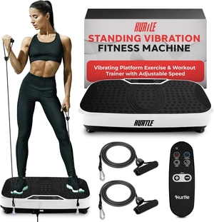Hurtle Fitness Vibration Platform Machine - Home Gym Whole Body Shaker Exercise Machine Workout Trainer Fast Weight Loss w/Resistance Bands Easy Carry Wheel Remote Adjustable Speed Hurtle Fitness Vibration Platform Machine - Home Gym Whole Body Shaker Exercise Machine Workout Trainer Fast Weight Loss w/Resistance Bands Easy Carry Wheel Remote Adjustable Speed