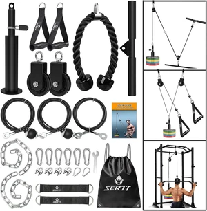 SERTT Weight Cable Pulley System Gym, Upgraded Cable Pulley Attachments for LAT Pull Down, Biceps Curl, Tricep, Arm Workouts - Home Gym Add On Equipment SERTT Weight Cable Pulley System Gym, Upgraded Cable Pulley Attachments for LAT Pull Down, Biceps Curl, Tricep, Arm Workouts - Home Gym Add On Equipment