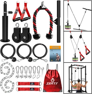 SERTT Weight Cable Pulley System Gym, Upgraded Cable Pulley Attachments for LAT Pull Down, Biceps Curl, Tricep, Arm Workouts - Home Gym Add On Equipment SERTT Weight Cable Pulley System Gym, Upgraded Cable Pulley Attachments for LAT Pull Down, Biceps Curl, Tricep, Arm Workouts - Home Gym Add On Equipment