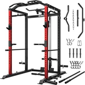 C1-V4 Power Cage, 2000LBS Squat Rack with LAT Pulldown, Multi-Function Weight Cage Strength Training Machine, Workout Cage with More Attachments for Home Gym Garage C1-V4 Power Cage, 2000LBS Squat Rack with LAT Pulldown, Multi-Function Weight Cage Strength Training Machine, Workout Cage with More Attachments for Home Gym Garage