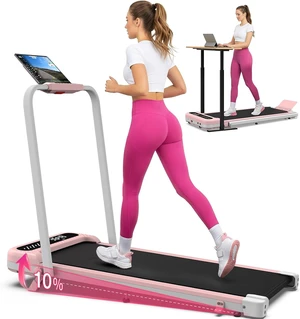 WELLFIT Pink Walking Pad with 10% Incline and Handle Bar, 350+ Lbs Capacity WELLFIT Pink Walking Pad with 10% Incline and Handle Bar, 350+ Lbs Capacity