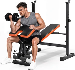YOLEO 6 in 1 Adjustable & Foldable Weight Bench Set for Bench Press YOLEO 6 in 1 Adjustable & Foldable Weight Bench Set for Bench Press