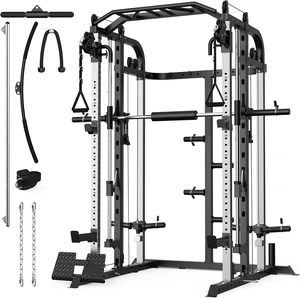Smith Machine, Multifunctional Power Cage Rack with Smith Bar and Cable Pulley System, and LAT Pull Down Machine for Home Gym Smith Machine, Multifunctional Power Cage Rack with Smith Bar and Cable Pulley System, and LAT Pull Down Machine for Home Gym