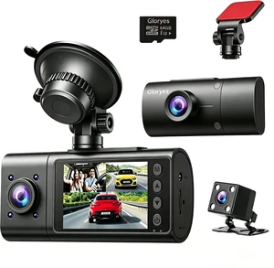 3 Channel Dash Cam Front and Rear Inside,Dash Cam pro 2025,Interior Car Camera,2.5K Single Front,Dash Camera for Cars with IR Night Vision,24Hr Parking Monitor 1S Recording,Free 64G Card 3 Channel Dash Cam Front and Rear Inside,Dash Cam pro 2025,Interior Car Camera,2.5K Single Front,Dash Camera for Cars with IR Night Vision,24Hr Parking Monitor 1S Recording,Free 64G Card