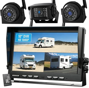 ZEROXCLUB 1080P Wireless Backup Camera System Kit with 10'' DVR 3 Split Monitor, IP69 Waterproof Digital Signal Record System 1 Rear 2 Side View Cameras for RV/Truck/Trailer/CamperBW103SL ZEROXCLUB 1080P Wireless Backup Camera System Kit with 10'' DVR 3 Split Monitor, IP69 Waterproof Digital Signal Record System 1 Rear 2 Side View Cameras for RV/Truck/Trailer/CamperBW103SL