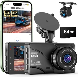 Dual Dash Cam, 2.5K Front, 1080P Rear, 5G WiFi, 64GB Card Dual Dash Cam, 2.5K Front, 1080P Rear, 5G WiFi, 64GB Card