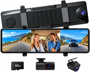 3 Channel 4K Mirror Dash Cam, 12" Rear View Drive Recorder 5.8GHz WiFi 3 Channel 4K Mirror Dash Cam, 12" Rear View Drive Recorder 5.8GHz WiFi
