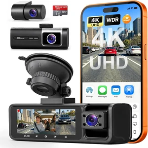 3 Channel 5G WiFi Dash Cam, 4K+1080P+1080P Dash Cam Front and Rear with 64GB Card, Dash Camera for Car with HDR IR Night Vision, G-Sensor, 24/7 Parking Mode, WDR, Support 128GB Max - Silver 3 Channel 5G WiFi Dash Cam, 4K+1080P+1080P Dash Cam Front and Rear with 64GB Card, Dash Camera for Car with HDR IR Night Vision, G-Sensor, 24/7 Parking Mode, WDR, Support 128GB Max - Silver