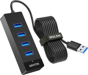 4-Port USB 3.0 Hub for Desktop, USB Extender Hub 5Gbps, USB Multiport Adapter, USB Splitter w/5Ft Long Cable for Desktop, PC, Flash Drive, Mobile HDD (5Ft/1.5m) 4-Port USB 3.0 Hub for Desktop, USB Extender Hub 5Gbps, USB Multiport Adapter, USB Splitter w/5Ft Long Cable for Desktop, PC, Flash Drive, Mobile HDD (5Ft/1.5m)
