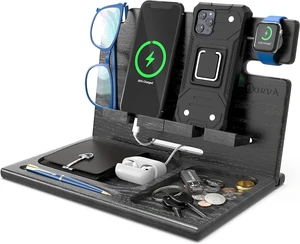 BarvA Two Phone Docking Station | Night Stand Desk Organizer | Wood Nightstand Organizer | Tablet Smart Watch Earbuds Charging Station | Upgraded Dresser Phone Stand | Bed Room Decor Gifts for Men BarvA Two Phone Docking Station | Night Stand Desk Organizer | Wood Nightstand Organizer | Tablet Smart Watch Earbuds Charging Station | Upgraded Dresser Phone Stand | Bed Room Decor Gifts for Men