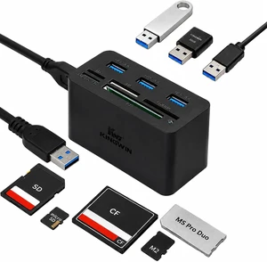 Kingwin USB HUB Adapter w/ Memory Card Reader Writer & USB 3.0 HUB Combo - Supports High Speed SD MS Micro M2 CF Card Reader For Macbook, Laptop, Desktop - Includes USB Cable 5 Gbps Speed, Black Kingwin USB HUB Adapter w/ Memory Card Reader Writer & USB 3.0 HUB Combo - Supports High Speed SD MS Micro M2 CF Card Reader For Macbook, Laptop, Desktop - Includes USB Cable 5 Gbps Speed, Black