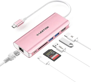 LENTION 6-in-1 USB-C Hub, 2 USB3.0, 4K@30Hz, Ethernet, Card Reader, 100W PD LENTION 6-in-1 USB-C Hub, 2 USB3.0, 4K@30Hz, Ethernet, Card Reader, 100W PD