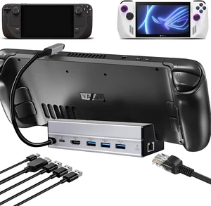 Docking Station for Steam Deck, 6-in-1 Steam Deck Dock with HDMI 2.0 Supports up to 4K@60Hz, 3 USB-A 3.0 Ports Each 5Gbps, Gigabit Ethernet, 100W USB-C PD3.0 Charging Port, Made for Valve Steam Deck Docking Station for Steam Deck, 6-in-1 Steam Deck Dock with HDMI 2.0 Supports up to 4K@60Hz, 3 USB-A 3.0 Ports Each 5Gbps, Gigabit Ethernet, 100W USB-C PD3.0 Charging Port, Made for Valve Steam Deck