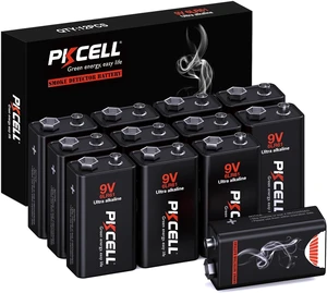 PKCELL 12-Pack 9V Batteries, Ultra Alkaline 9 Volt Battery for Smoke Alarms PKCELL 12-Pack 9V Batteries, Ultra Alkaline 9 Volt Battery for Smoke Alarms