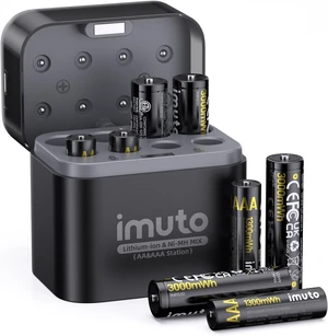 imuto Rechargeable Batteries 4 AA & 4 AAA Lithium with NiMH/Lithium Charger imuto Rechargeable Batteries 4 AA & 4 AAA Lithium with NiMH/Lithium Charger