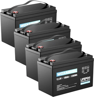 4pcs 12V 100Ah LiFePO4 Solar Battery Deep Cycle Lithium Battery for Solar Systems, Off-Grid, RV, Marine, and Backup Power with 15000+ Cycles, Lightweight, Maintenance-Free 4pcs 12V 100Ah LiFePO4 Solar Battery Deep Cycle Lithium Battery for Solar Systems, Off-Grid, RV, Marine, and Backup Power with 15000+ Cycles, Lightweight, Maintenance-Free