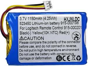 DC 3.7v 523450(503450) 1150mAh Lithium Polymer Replacement Battery for Logitech Harmony Touch,Harmony Ultimate Remote Controls 533-000083 533-000084 915-000198 915-000201 DC 3.7v 523450(503450) 1150mAh Lithium Polymer Replacement Battery for Logitech Harmony Touch,Harmony Ultimate Remote Controls 533-000083 533-000084 915-000198 915-000201