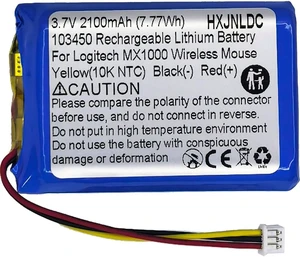 DC 3.7v 103450 2100mAh Rechargeable Lithium Polymer Battery for Logitech MX1000 MX-1000 M-RAG97 Wireless Bluetooth Mouse 190247-1000, 190247-B000, L-LB2, NTA2253 DC 3.7v 103450 2100mAh Rechargeable Lithium Polymer Battery for Logitech MX1000 MX-1000 M-RAG97 Wireless Bluetooth Mouse 190247-1000, 190247-B000, L-LB2, NTA2253