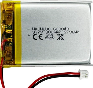 DC 3.7V 800mAh 603040 Rechargeable Lithium Polymer Replacement Battery for DIY 3.7-5V Electronic Products with Built-in 2-Wire Battery Replacement DC 3.7V 800mAh 603040 Rechargeable Lithium Polymer Replacement Battery for DIY 3.7-5V Electronic Products with Built-in 2-Wire Battery Replacement