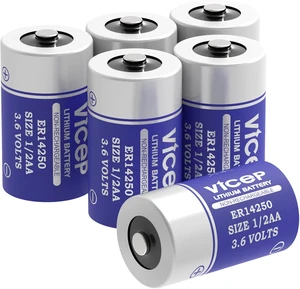 ER14250 3.6V 1200mAh 1/2 AA Lithium Battery, 6-Pack, Non-Rechargeable ER14250 3.6V 1200mAh 1/2 AA Lithium Battery, 6-Pack, Non-Rechargeable