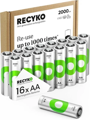 Rechargeable AA Batteries 2000mAh Pre-Charged Re-use 1000+ Times Retains Power After 6 Years Rechargeable NiMH Battery AA Pack of 16 Rechargeable AA Batteries 2000mAh Pre-Charged Re-use 1000+ Times Retains Power After 6 Years Rechargeable NiMH Battery AA Pack of 16
