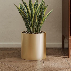 Gold Metal Plant Pot with Drainage Hole, 7 Inch Mid Century Modern Small Pot Indoor Outdoor Planters for Succulents, Flowers & Home Decor Gift Window Living Room Bedroom, Plant Not Include Gold Metal Plant Pot with Drainage Hole, 7 Inch Mid Century Modern Small Pot Indoor Outdoor Planters for Succulents, Flowers & Home Decor Gift Window Living Room Bedroom, Plant Not Include