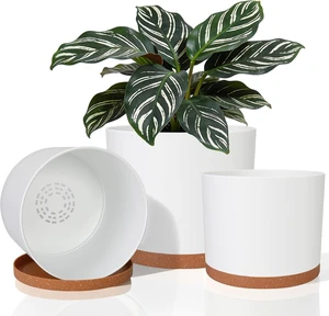 3 Pack Cylinder Planter Set 10/9/8 Inch White Indoor Plant Pots 3 Pack Cylinder Planter Set 10/9/8 Inch White Indoor Plant Pots