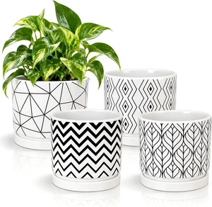 Plant Pots 5 Inch White Ceramic Flower Pots with Drainage Indoor Planters Plant Pots 5 Inch White Ceramic Flower Pots with Drainage Indoor Planters