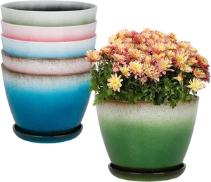 Worth 8 in. Small Plant Pots, Plastic Round 8" Flower Pots Set of 6 Worth 8 in. Small Plant Pots, Plastic Round 8" Flower Pots Set of 6