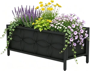 Zhongma Sturdy Raised Garden Bed with Inner Fabric Liners for Vegetables Flower, Planter Box for Backyard Patio Balcony. Inner Size: 33.85x14.17x11 inch