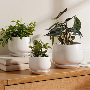 LE TAUCI Ceramic Pots for Plant, 4.1+5.1+6.5 inch, Set of 3, White LE TAUCI Ceramic Pots for Plant, 4.1+5.1+6.5 inch, Set of 3, White