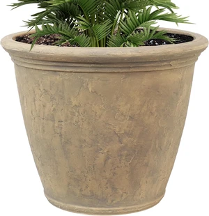 Sunnydaze Anjelica 24'' Large Plastic Planter Pot for Plants, Beige Sunnydaze Anjelica 24'' Large Plastic Planter Pot for Plants, Beige