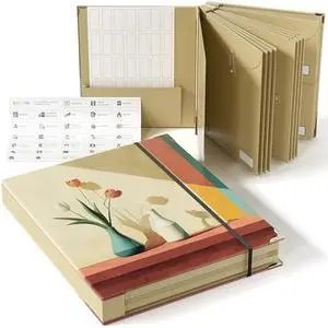ABC life Important Document Organizer, Customized Expanding File Folder with for Important Papers, Letters, Birth Certificates, Emergency Binder, Photos, Passports, Oil-Painted Vase