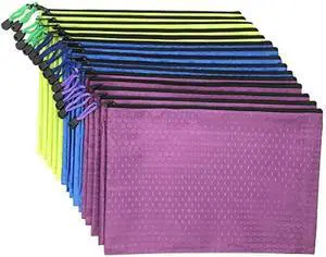 15 Pcs A4 Size Zipper File Bags 3 Colors Waterproof Oxford Bag Use for Business Document Organizer and Office Stationery Storage